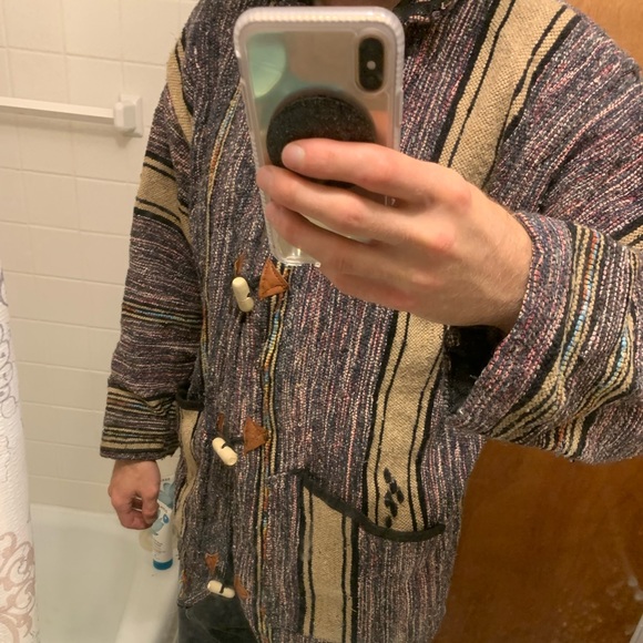 Decorative Moroccan Rug Hoodie Hand Knit - Picture 5 of 5